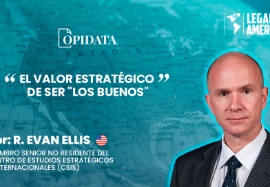 R. Evan Ellis sobre mapa de Estados Unidos en artículo Opidata titulado “El valor estratégico de ser Los buenos”.