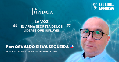 Portada del artículo “La voz: el arma secreta de los líderes que influyen”, de Osvaldo Silva Sequeira para Opidata y Legado a las Américas.
