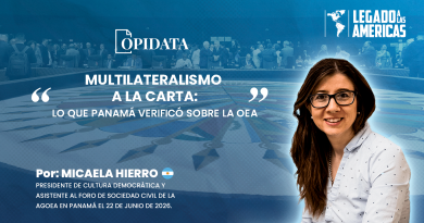 Portada del artículo "Multilateralismo a la carta: lo que Panamá verificó sobre la OEA", de Micaela Hierro para Opidata y Legado a las Américas.