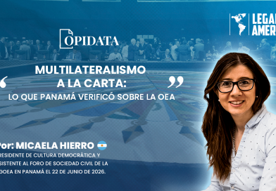 Portada del artículo "Multilateralismo a la carta: lo que Panamá verificó sobre la OEA", de Micaela Hierro para Opidata y Legado a las Américas.