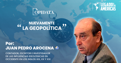 Portada del artículo "Nuevamente la geopolítica", de Juan Pedro Arocena para Opidata y Legado a las Américas.