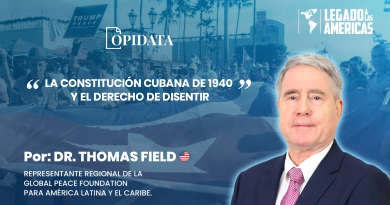 Portada del artículo “La Constitución cubana de 1940 y el derecho a disentir”, de Thomas R. Field para Opidata y Legado a las Américas, con elementos históricos alusivos a Cuba, su Constitución de 1940 y el pluralismo político.